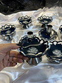 هفت سین رزینی طرح گل رنگ سورمه ای شاین